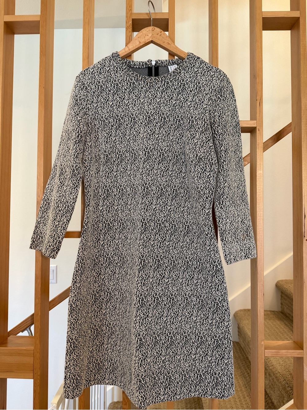 & Other Stories Black and White Long-Sleeve A-Line Dress